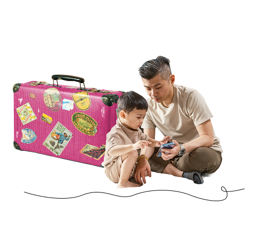 Man and son with suitcase
